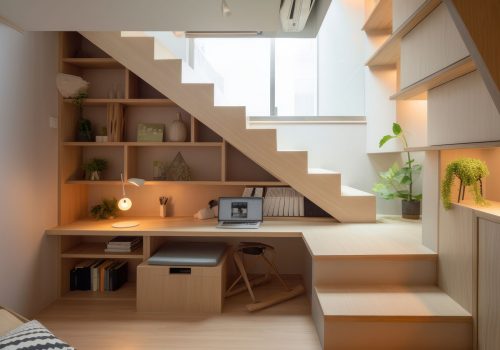 home interior design small space storage under stair area organize concept,image ai generate