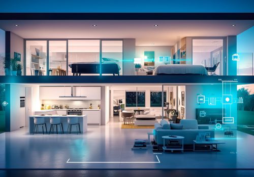 smart home using modern technology, made with Generative AI. High quality illustration